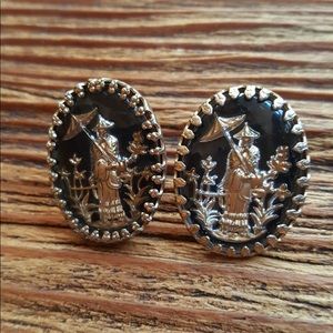 Vintage Oriental Stud Earrings